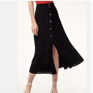 WILFRED x ARITZIA Black Button Front Maelynn Midi Skirt, Size 8